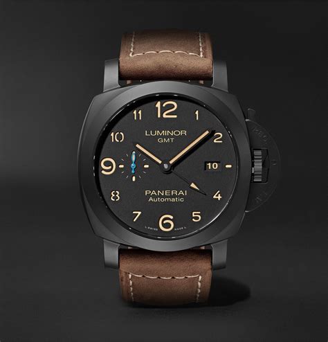 reloj luminor gmt panerai automatic black leather